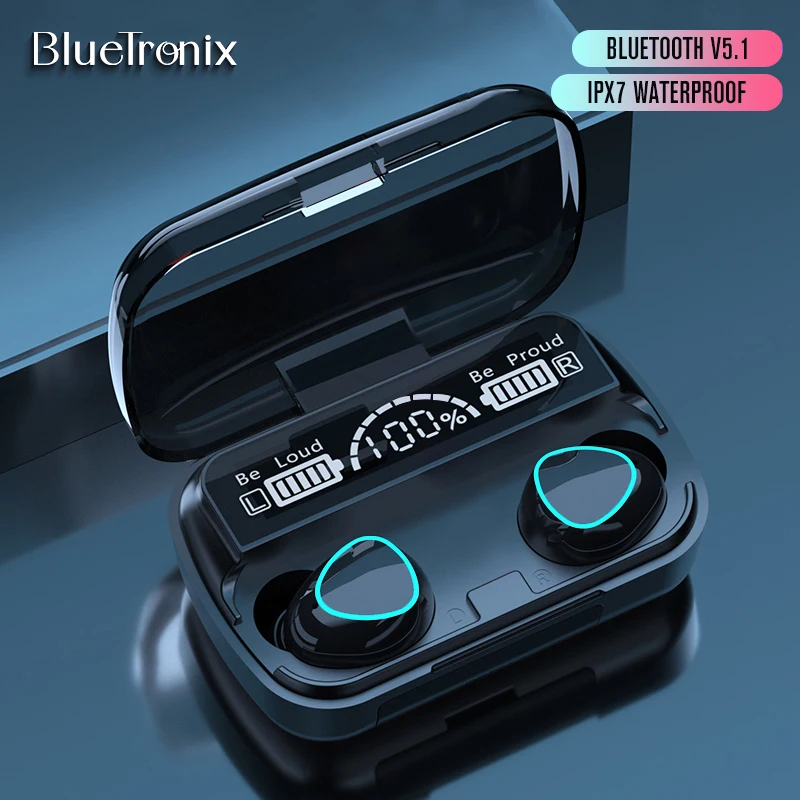 

BlueTronix TWS Wireless Headphones M10 Bluetooth Earphones Waterproof with Power Bank 3D Touch Control Headsets for Smartphone