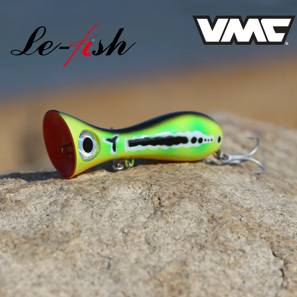 

Le fish Big Game Lure 97mm 33g New Popper Fishing Lures Top Water Hard Bait 3D Eyes Big Mouth Popper Lure With VMC 9626 HOOK
