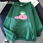 Зимние теплые свитшоты Little Frog и Axolotl, стиль Харадзюку, панк, унисекс, графические пуловеры