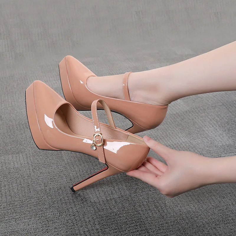 Размера плюс: 34 42 на очень высоком каблуке Женская обувь Острый носок Женские