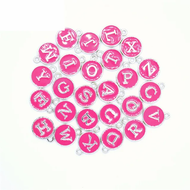 Подвески из металлического сплава с эмалью и алфавитом 26 шт./компл. 15*13 мм 5 цветов