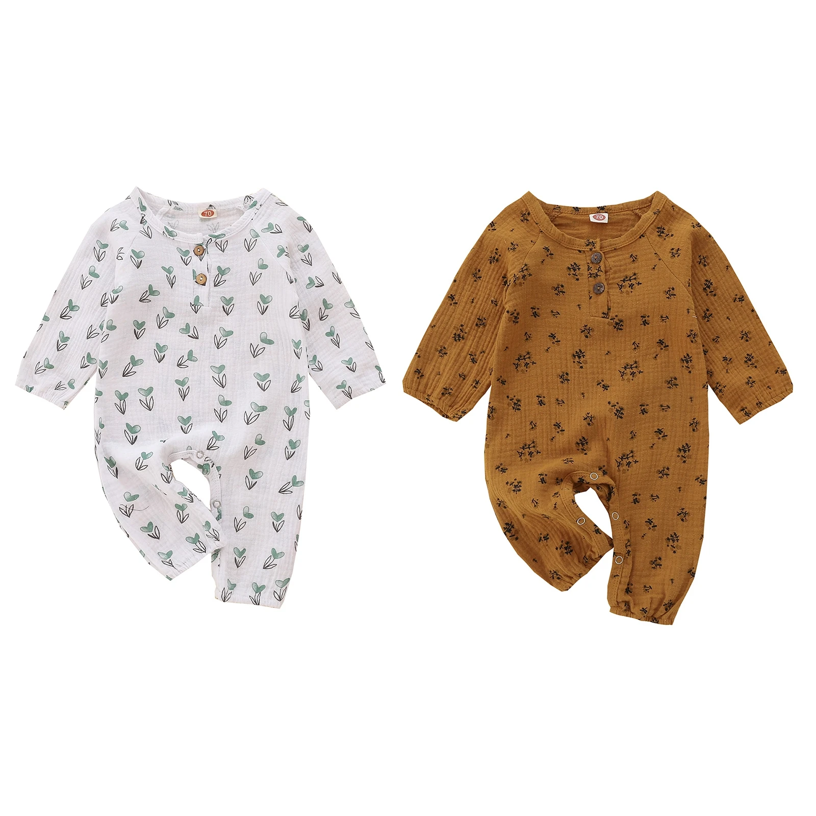 Повседневный комбинезон с длинным рукавом для новорожденных длинный принтом