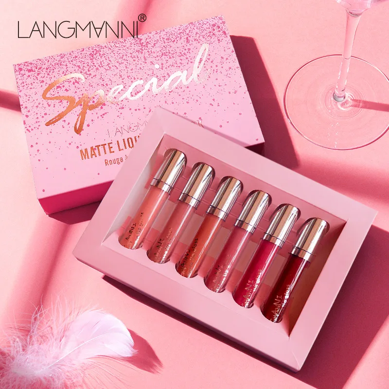 6 шт. Матовый жидкий блеск для губ бархатная губная помада набор женский