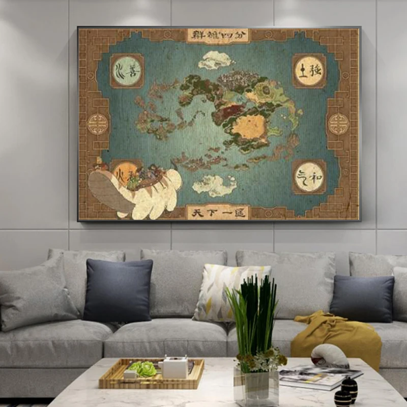 

Avatar The Last Airbender Map Prints Avatar The Legend of Aang Poster Appa from Avatar Art Canvas Painting Home Wall Art Decor