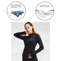 women running top odor resistant polyester zip pullover athletic yoga crop top workout top for training