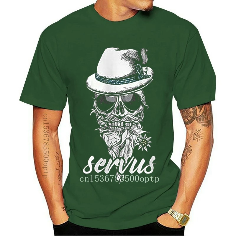 

New Mens T-Shirt Skull Fedora Bavaria Skull Flower Oktoberfest Servus
