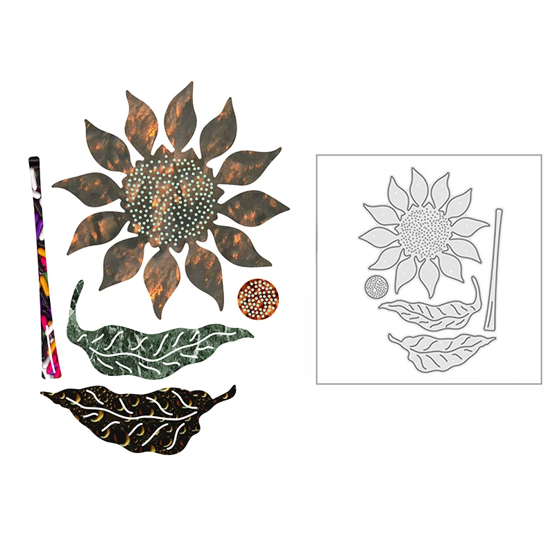 

Новинка, рельефная форма с изображением теплого подсолнуха 2021, металлические Вырубные штампы для рукоделия, альбом для открыток, без штампа