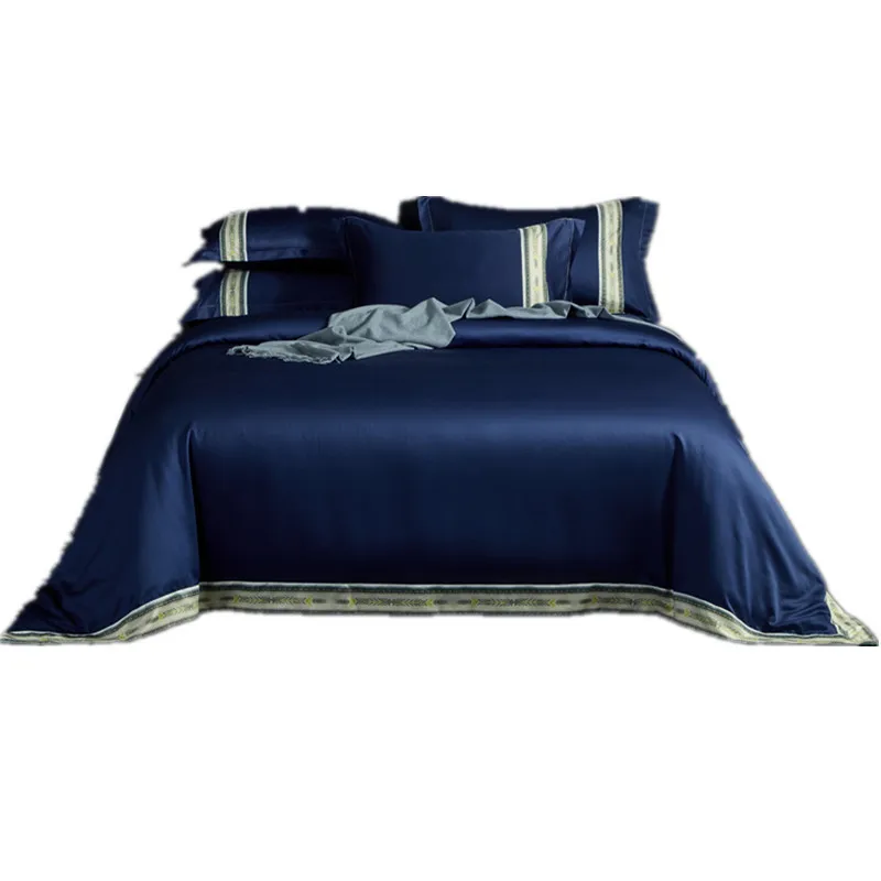 

2021 New Tencel Washed Silk Four-piece Set Naked Sleeping Double-sided Ice Silk Bedding Summer Bed Sheet Quilt Cover