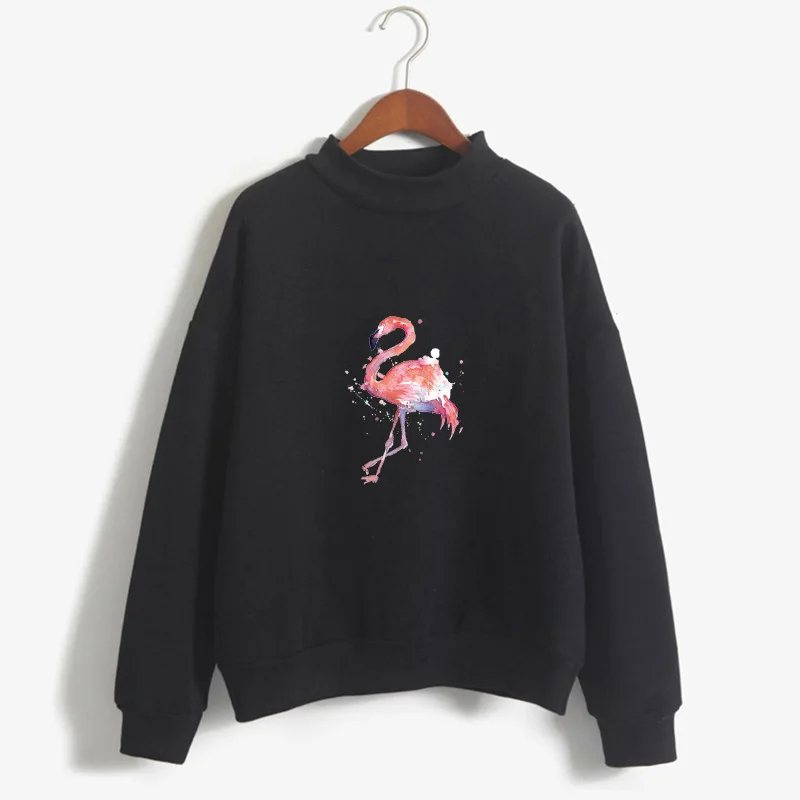 

Pink Hoodie Flamingo Print Sweatshirt Women Gothic Hoodies Casual Pullovers Plus Size Girls Korean Love Pink Woman Clothes M