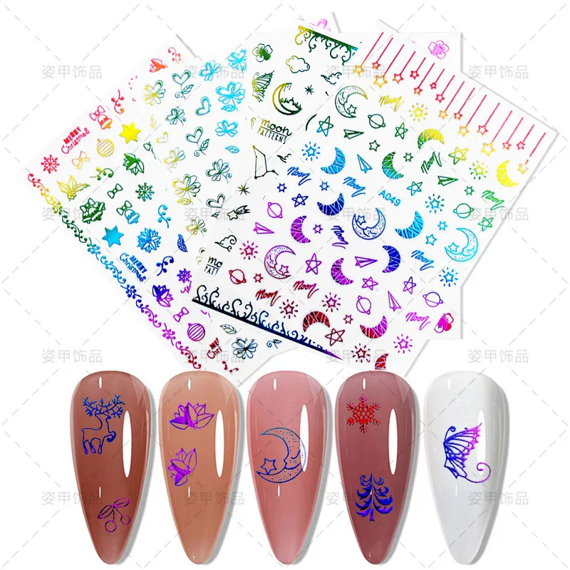

Nail 1pcs seven color Snowflake Christmas Sticker elk Snowman 3D sticker nail snowflake Nail Sticker nail stickers designer