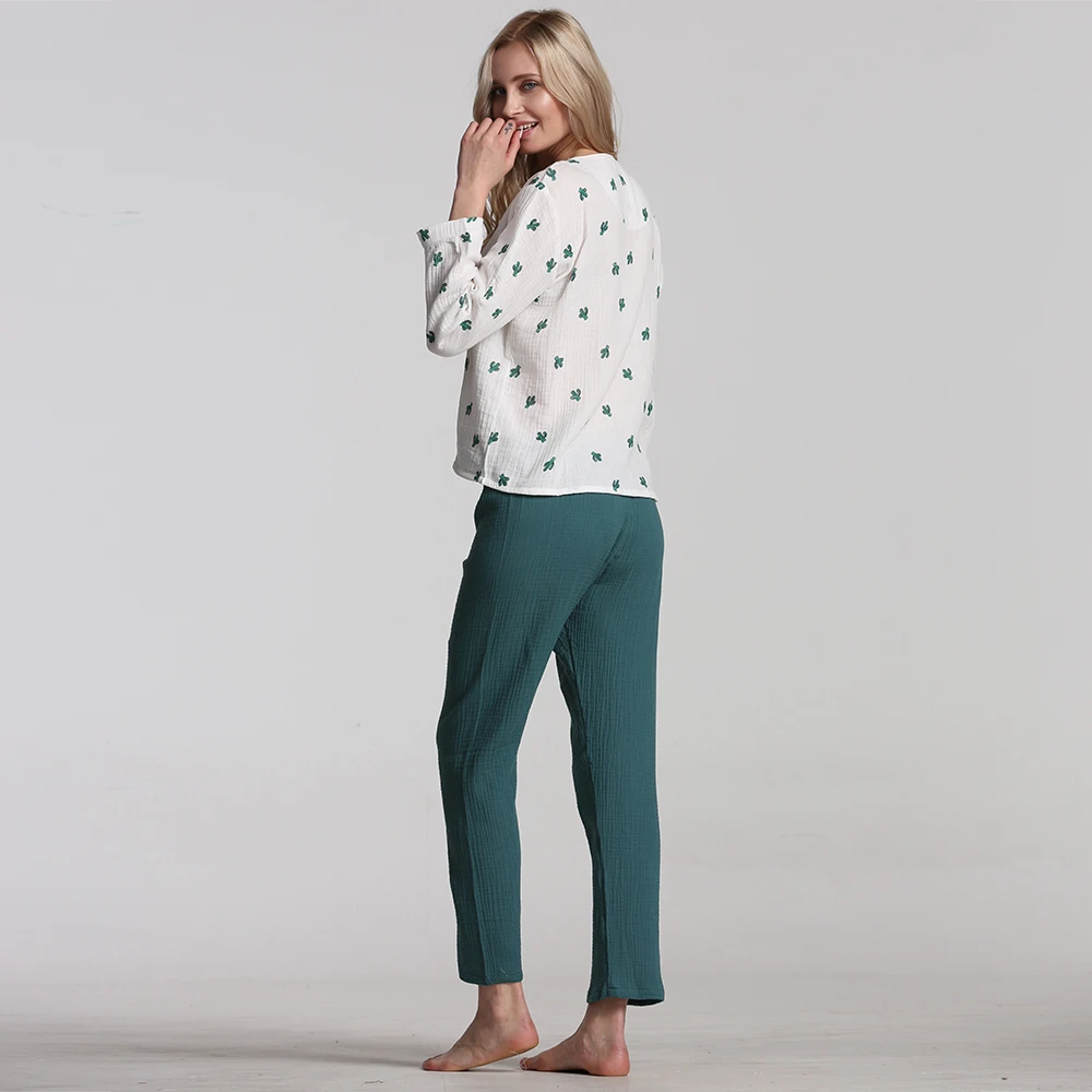 Женская Пижама хлопок женские пижамы хлопковые пижама с длинными рукавами новый