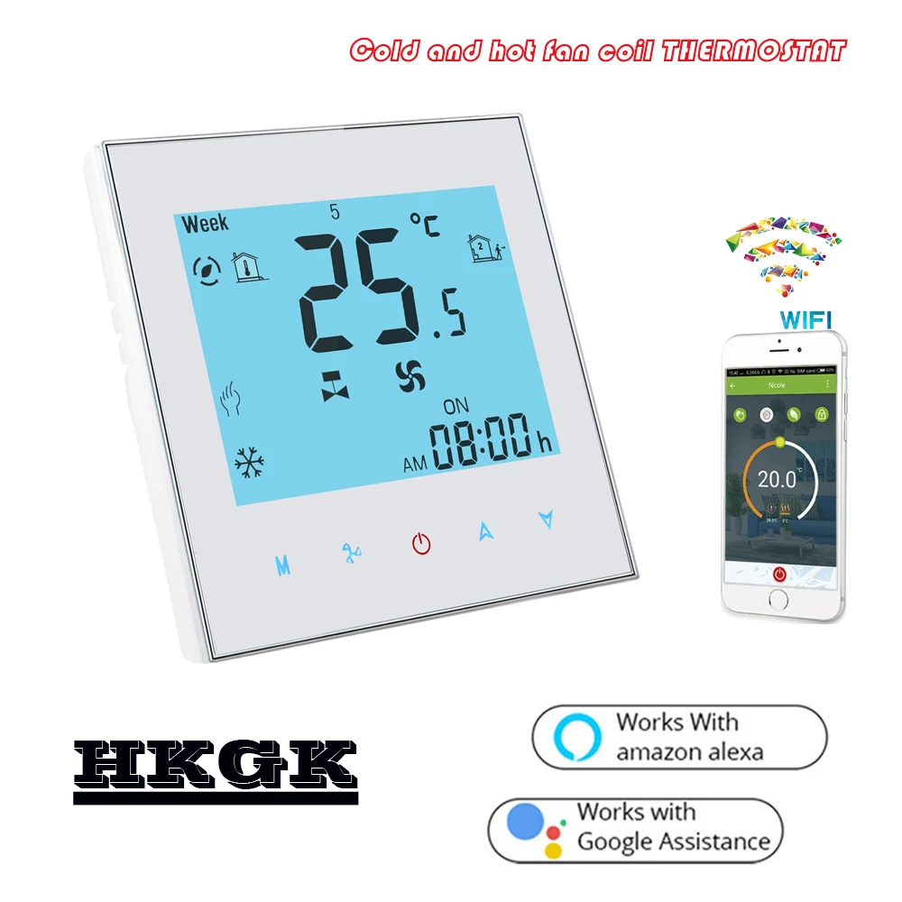 2 трубы кондиционер тип вентилятор катушки блок термостат WIFI TUYA для FCU работает с