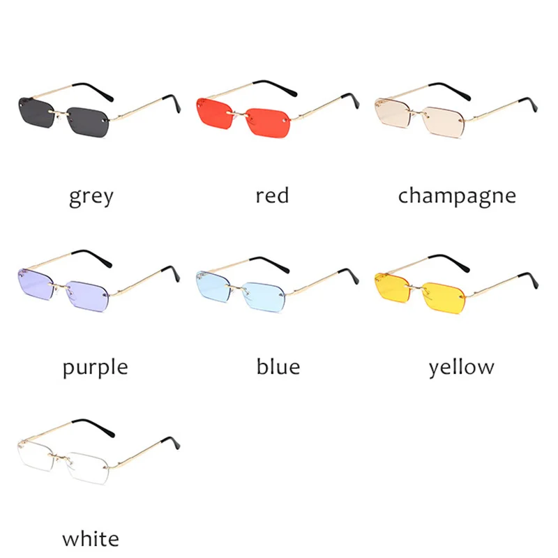 Солнцезащитные очки без оправы UV400 для мужчин и женщин прямоугольной формы