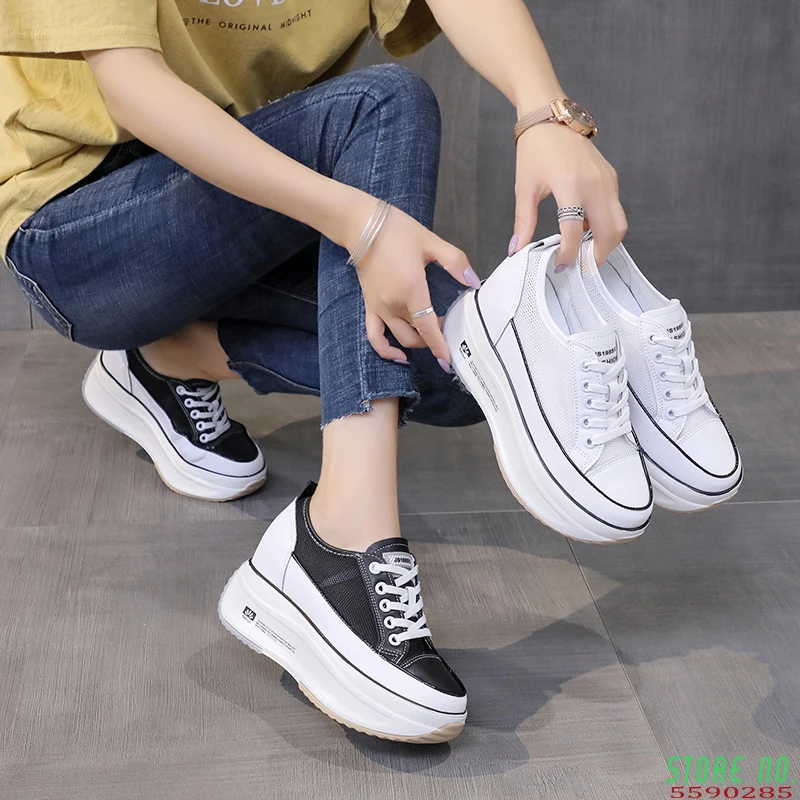 

Женские кроссовки с круглым носком, дышащие кроссовки на платформе, повседневные, для тенниса, 2021