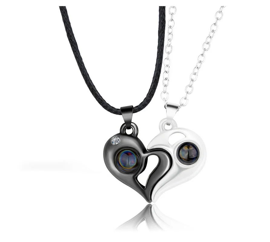 

Ожерелье с подвеской в виде сердца для пар, магнитное ювелирное изделие для влюбленных женщин и девушек с проекцией на День святого Валенти...