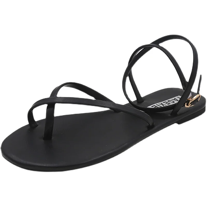 

Flat Sandal Women Summer 2021 New Fashion Roman Shoes Sandals For Girls Buckle Strap Beach Shoes Woman Band Clip Toe Flip Flops
