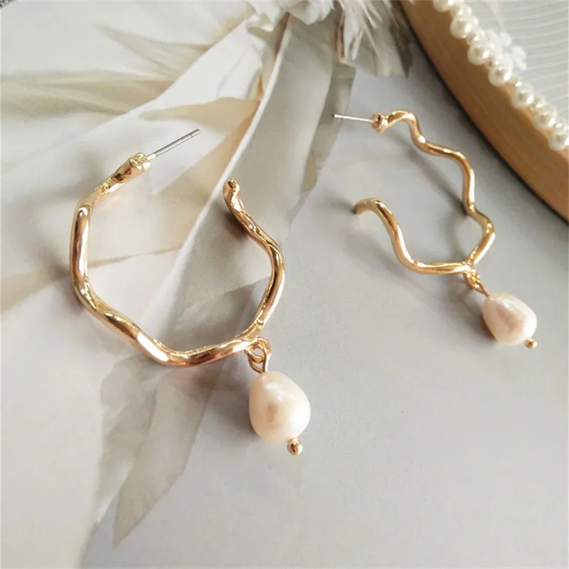 Женские серьги подвески HUANZHI корейские геометрические в форме C с золотым