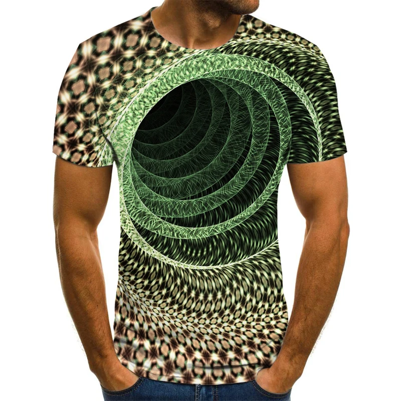 

New 3D dynamic picture men's printed geometric pattern summer T-shirt breathable top color dizzy T-shirt trend