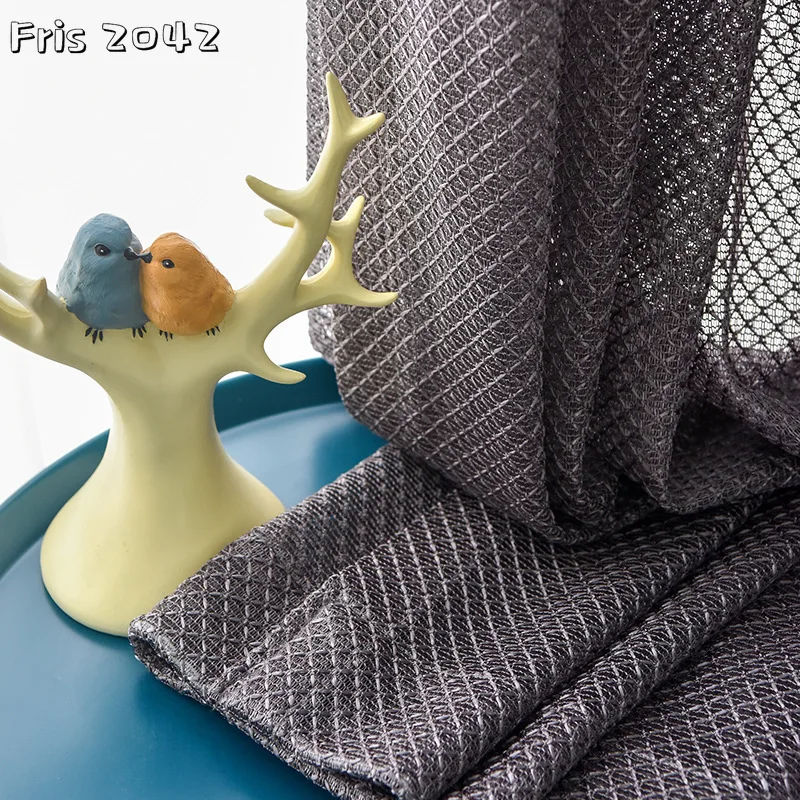 

2022 Nordic Simple Tulle Balcony Villa Thickened Shading Warp-knitted Prismatic Custom Tulle for Living Dining Room Bedroom