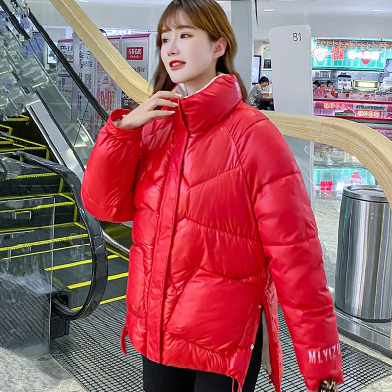 

Глянцевое хлопковое зимнее пальто для женщин 2020, модный пуховик, повседневная короткая верхняя одежда, Корейская Свободная Женская Стандар...