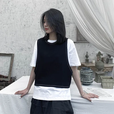 Винтажный стиль жилет с ароматом старения летний костюм из двух предметов Новый