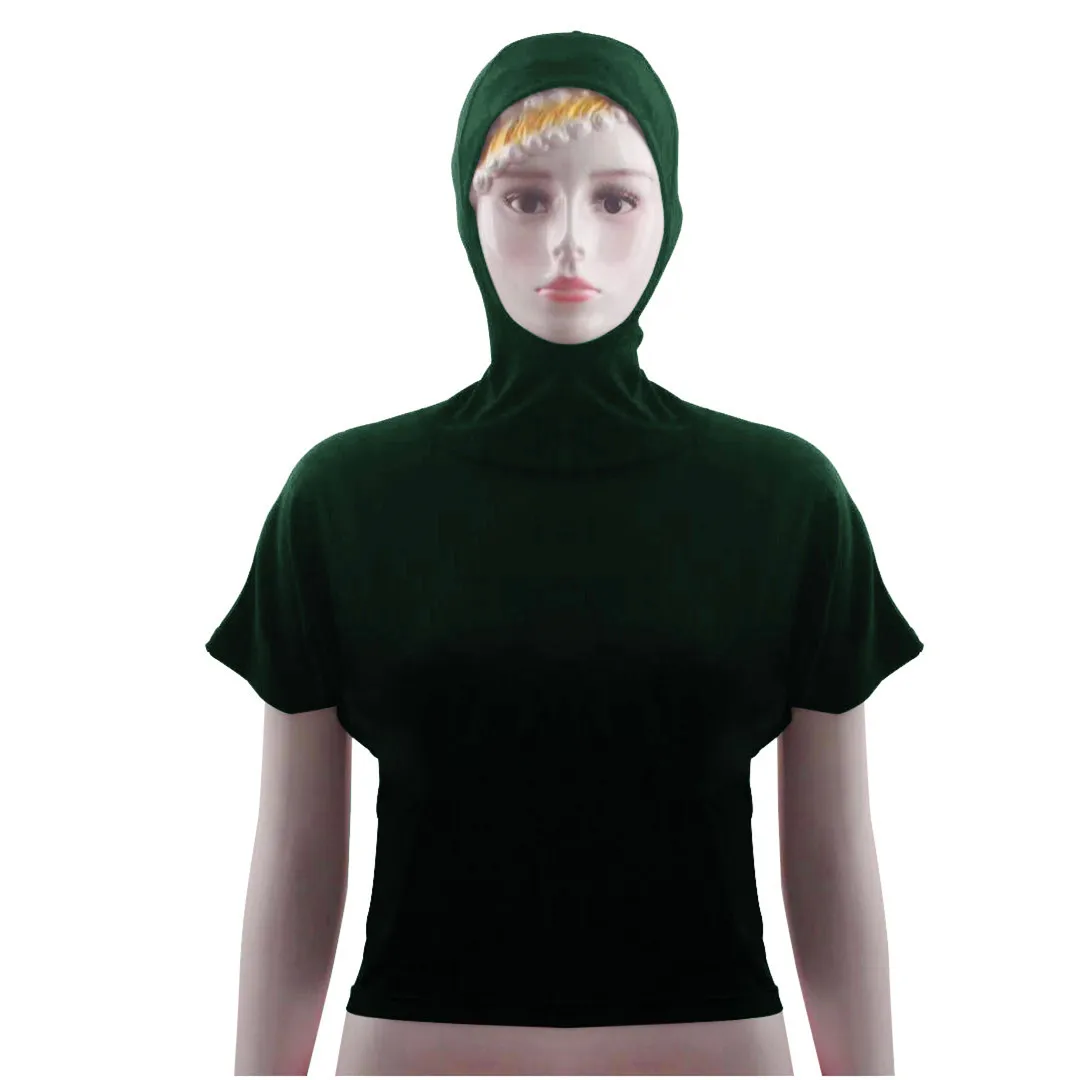 Muslim Hooded T-Shirt Women Tops Short Sleeve Baisc Clothes Turban Hijab Turkey Islamic Sport Swim Wear Stretch Hijabs Caps |