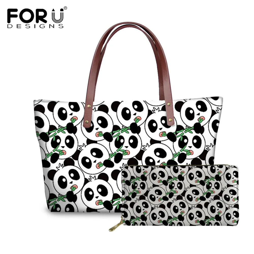 Новые женские сумки FORUDESIGNS с милым мультяшным принтом панды наборы больших сумок