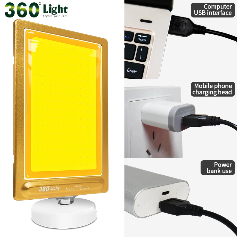 Портативный фонарь TM 12 COB DC 5 В светодиодный перезаряжаемый USB для кемпинга