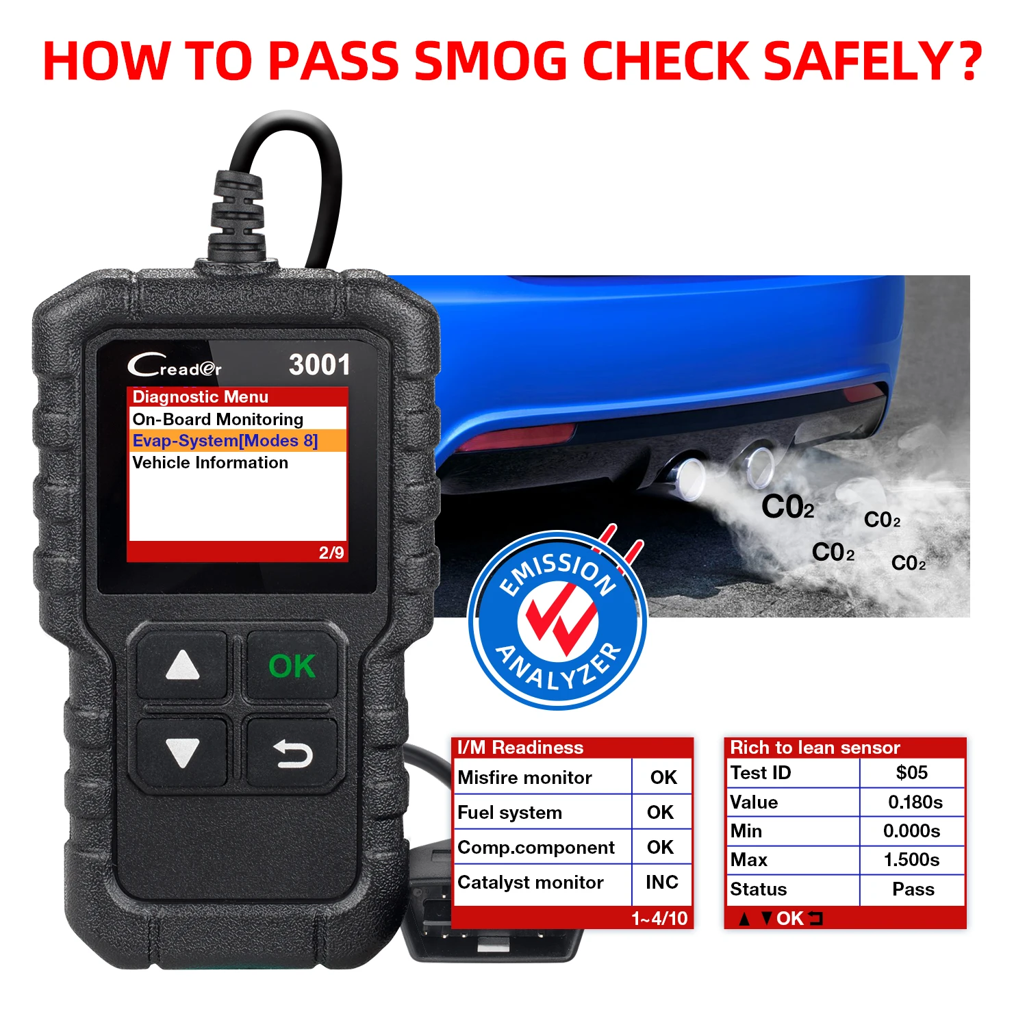 LAUNCH X431 CR3001 автомобильный полный OBD2 /EOBD считыватель кодов Сканер Профессиональный