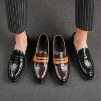 mens new fashion british style retro casual formal leather shoes trend all match color matching platform loafers peas shoes