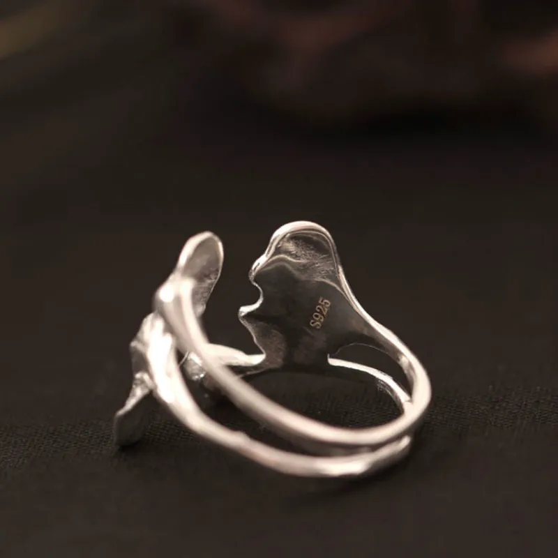 Женское Винтажное кольцо Flyleaf Ginkgo открытое ювелирное изделие из серебра 925
