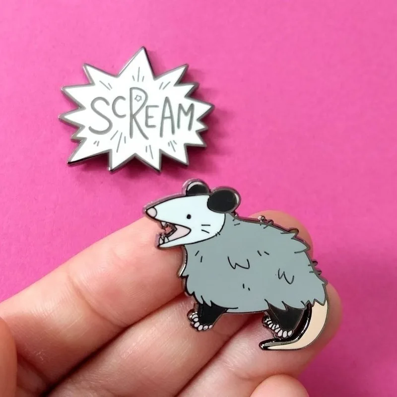 Cute Screaming Opossum Soft Enamel Pins Kawaii Rat Brooch Lapen Pin Metal Fashion Animal Badge Backpack Decor Jewelry Gift | Украшения и