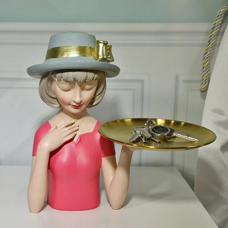 

Nordic Resin Girls Storage Ornaments Office Art Statue Gifts Bedroom Desktop Character Model Crafts Home Decoration Accessories