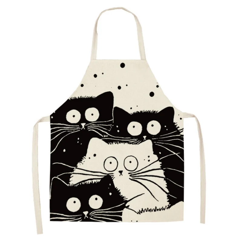 A5 1Pcs Kitchen Apron Funny Dog Bulldog Cat Printed Sleeveless Cotton Linen Aprons for Men Women Home Cleaning Tools 68*49cm - Цвет: A5