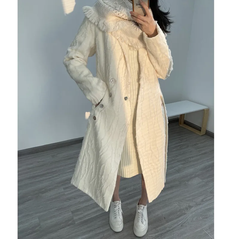 

Korean Solid Color Long Coat Winter 2020 New Woolen Coat Thickened Tops Sigle-button Women Casual Clothing Aa77