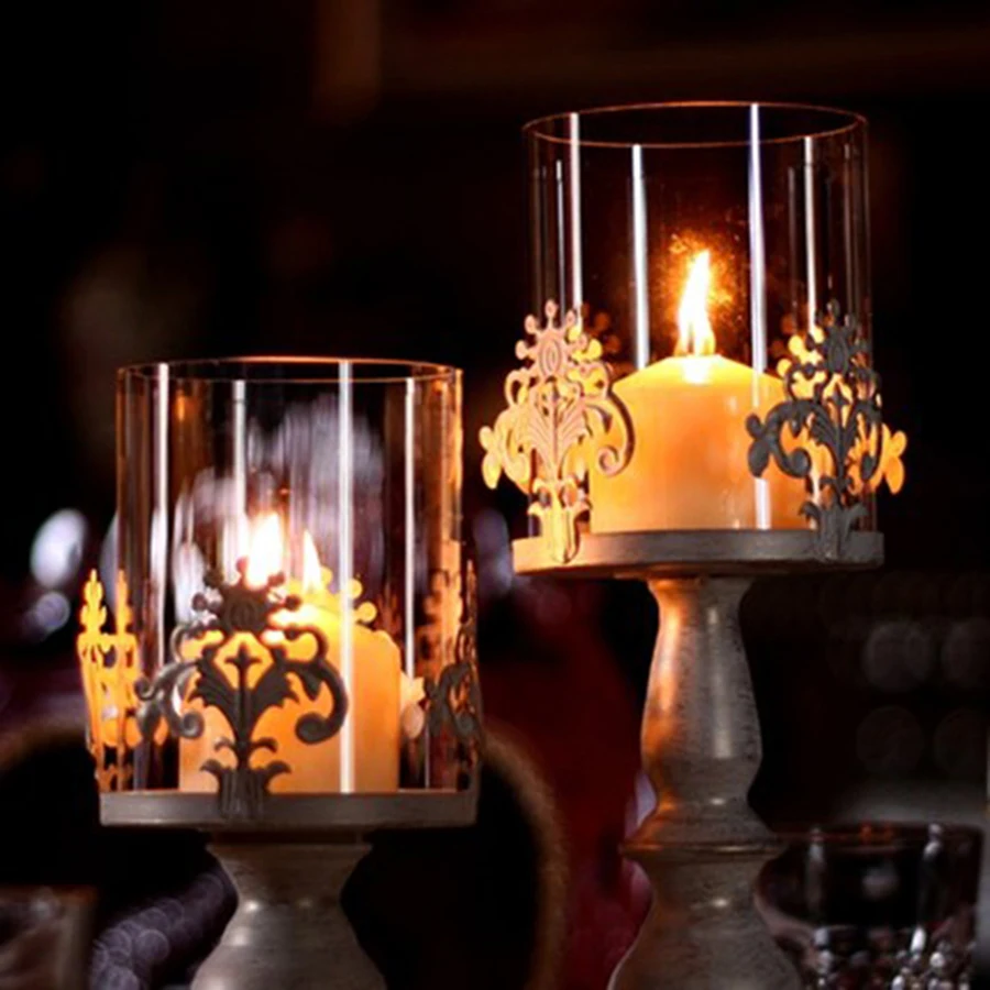 European Iron Candle Holder Metal Glass Retro Romantic Valentines Day Decor Centerpieces Centros De Mesa Nordic Home 60K42 | Дом и сад