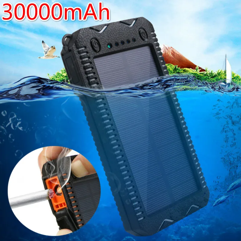 Солнечный Мощность банка 30000 мА/ч Водонепроницаемый цвета в ассортименте
