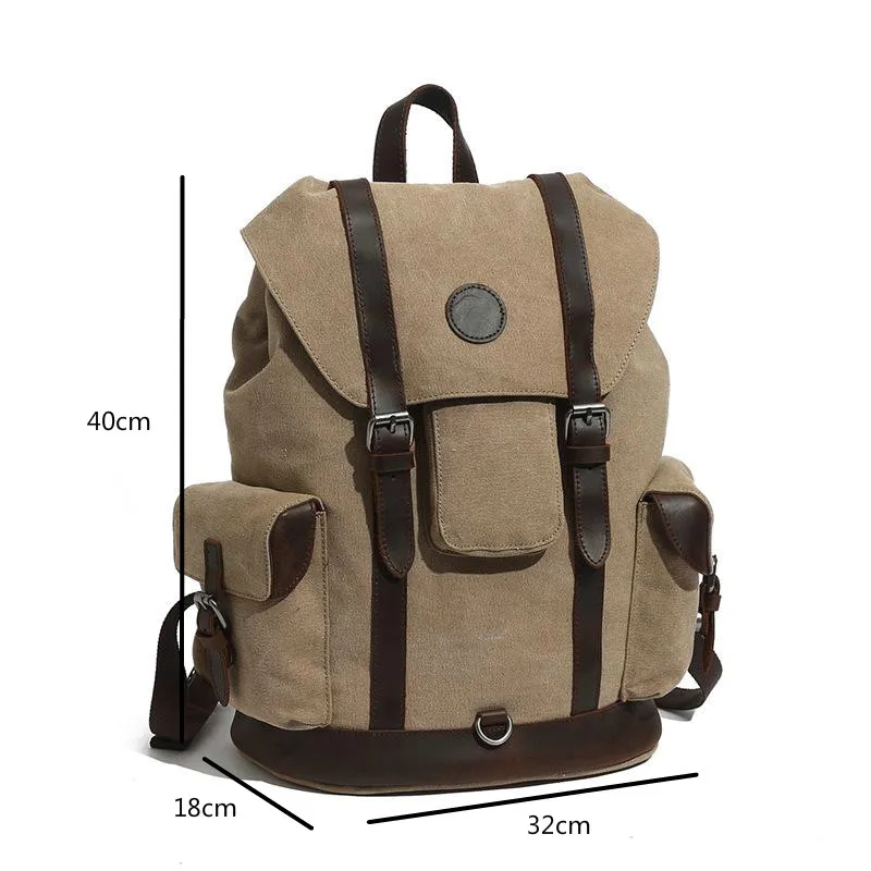 

YourSeason Student Waterproof Canvas Backpack Unisex 2021 Retro Large Capacity Outdoor Mountaineering Travel Bags