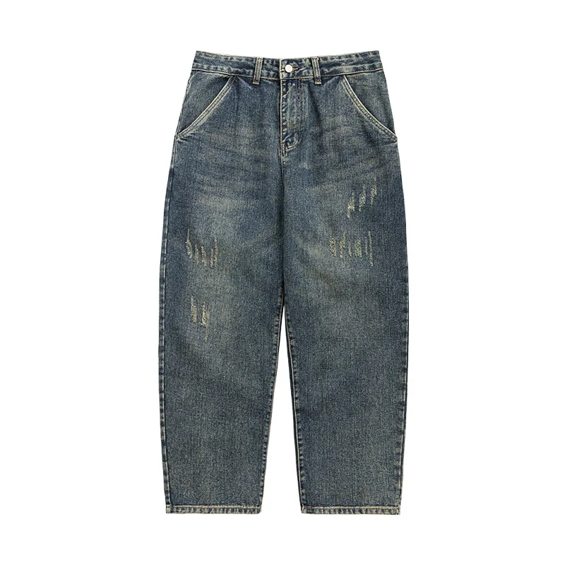 

Men Denim Trousers New Japanese Vintage Harem Jeans Mens Loose Washed Denim Pants For Male Casual Simple Blue Long Jean Trousers