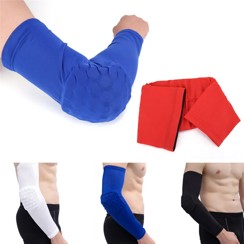 

High Elastic Anti-collision Long Arm Sleeve Support Basketball Shooting Elbow Arm Warmers Pad For Men Women Gym Sports Honeycomb