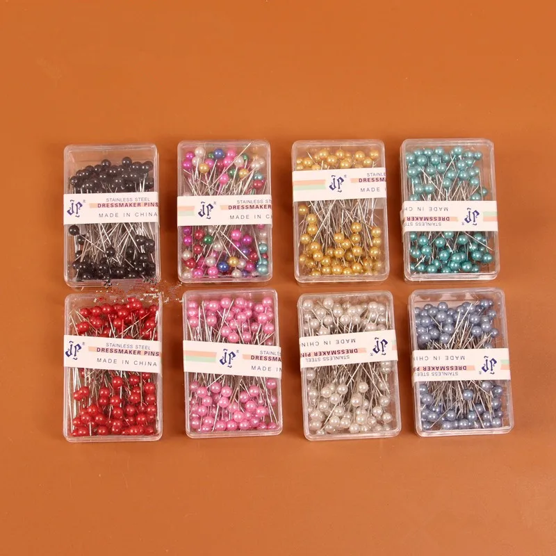 100 шт./лот красочные круглые булавки с жемчугом для изготовления одежды свадебная