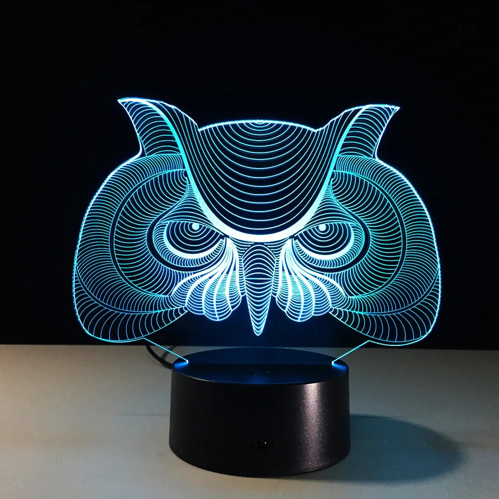 Night Light 7 Color Changing Led Kids Bedside Sasuke Modelling Lighting Fixtures 3D Visual Anime USB Owl Desk Lamp Home Decor | Лампы и