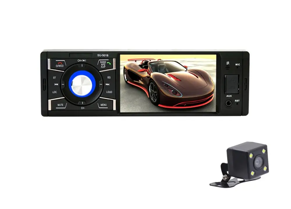 Автомагнитола 4,1 дюймов аудио стерео AUX USB FM радио станция Bluetooth Авторадио с камерой заднего вида дистанционное управление - Цвет: with 4Led camera