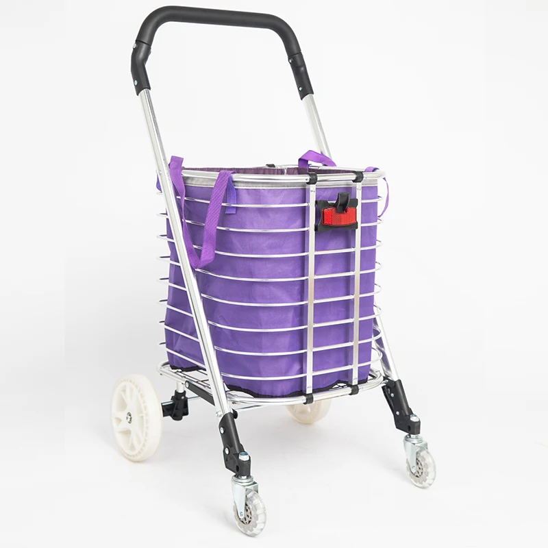 Aluminum Alloy Elderly Shopping Cart, Portable Small Pull Trailer Climbing Stairs, Household Folding Hand Trolley