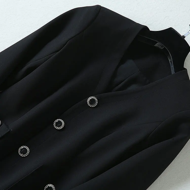 Top Quality New Autumn Winter Long Dress Women V-Neck Beading Buttons Up Pocket Patchwork Long Sleeve Dress Outfits Party