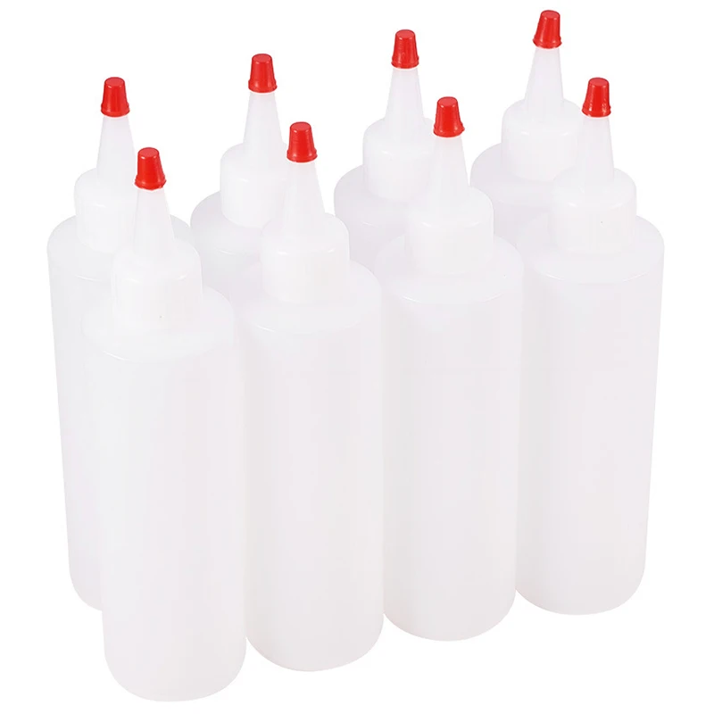 LIXF 24 упаковка маленькие пластиковые бутылки для выдавливания приправ с красным