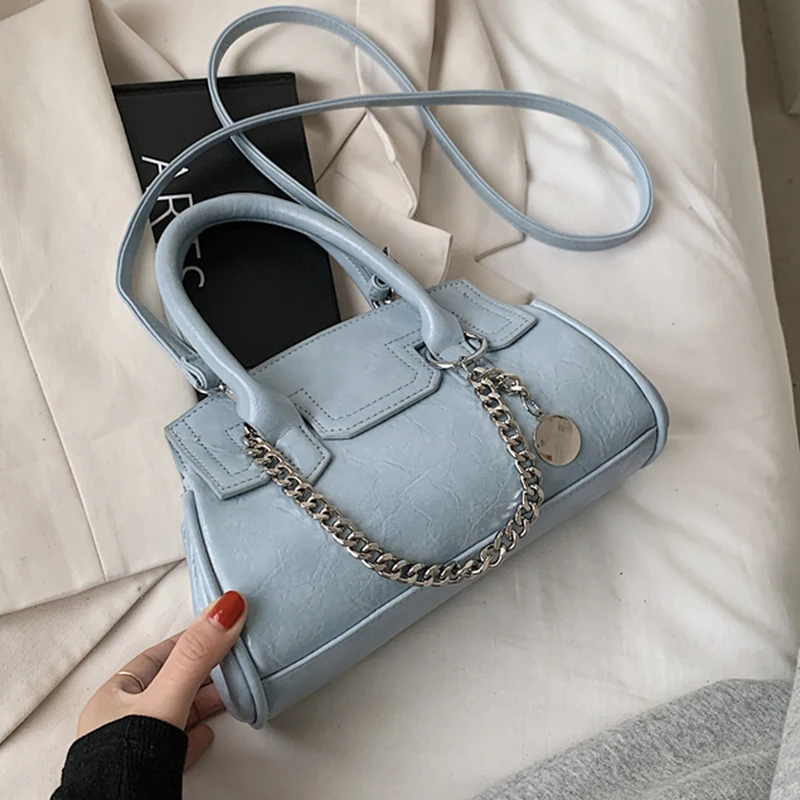 

Solid Color Square Crossbody Bag 2021 New High-quality PU Leather Women's Designer Handbag Chain Design Shoulder Bag with Handle