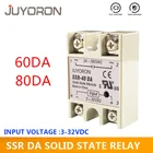 SSR-60DA 80DA 100DA твердотельное реле 60A 80A 100A модуль 3-32V DC вход 24-380V AC SSR 60DA реле для температурного контроллера