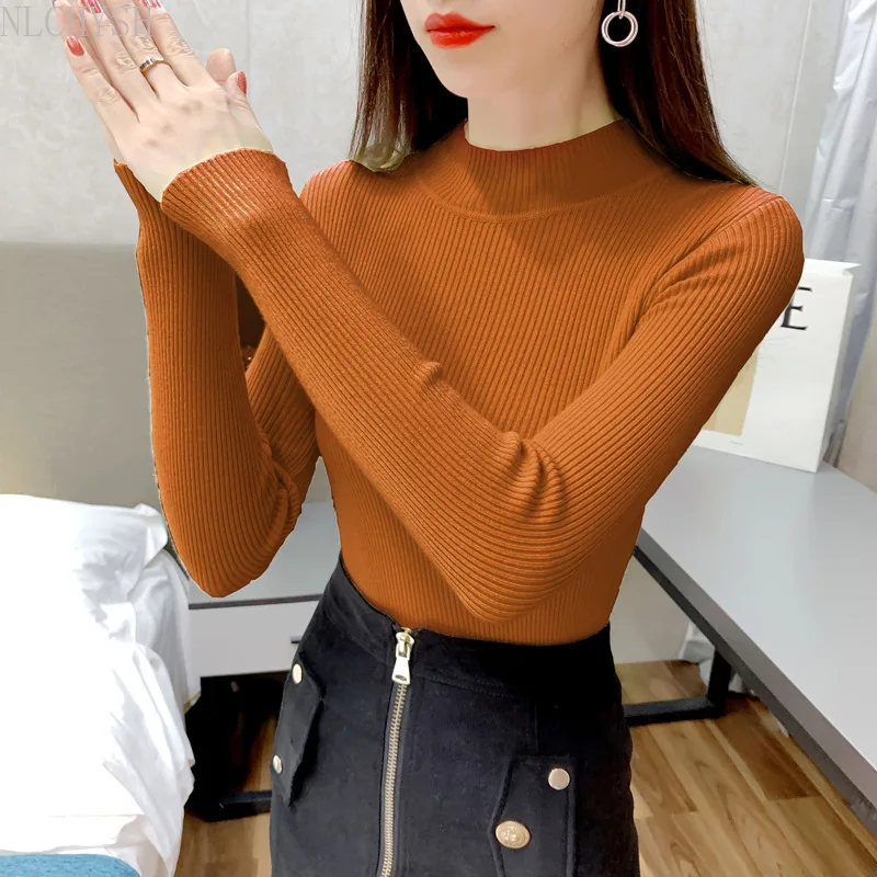 

Autumn Winter Turtleneck Long Sleeve Sweater Knitted Slim Sweaters Women Casual Pullovers Women's Sweaters