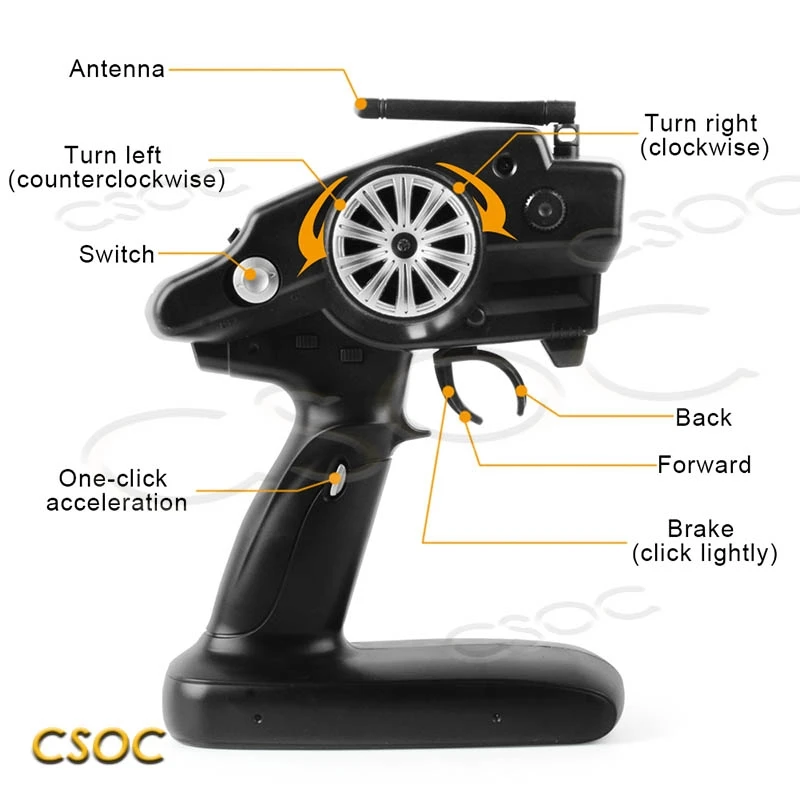 

CSOC High speed 1/10 RC Racing Drifting Cars Remote Control One-click Acceleration In Double Battery Big Off-road 4WD for Adults